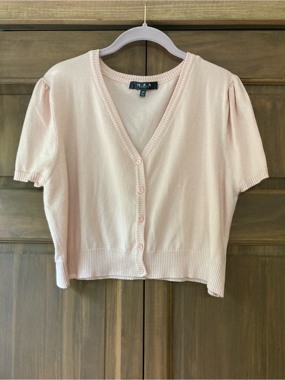 Mak Sweater Light Peachy Pink Cropped Cardigan 3X